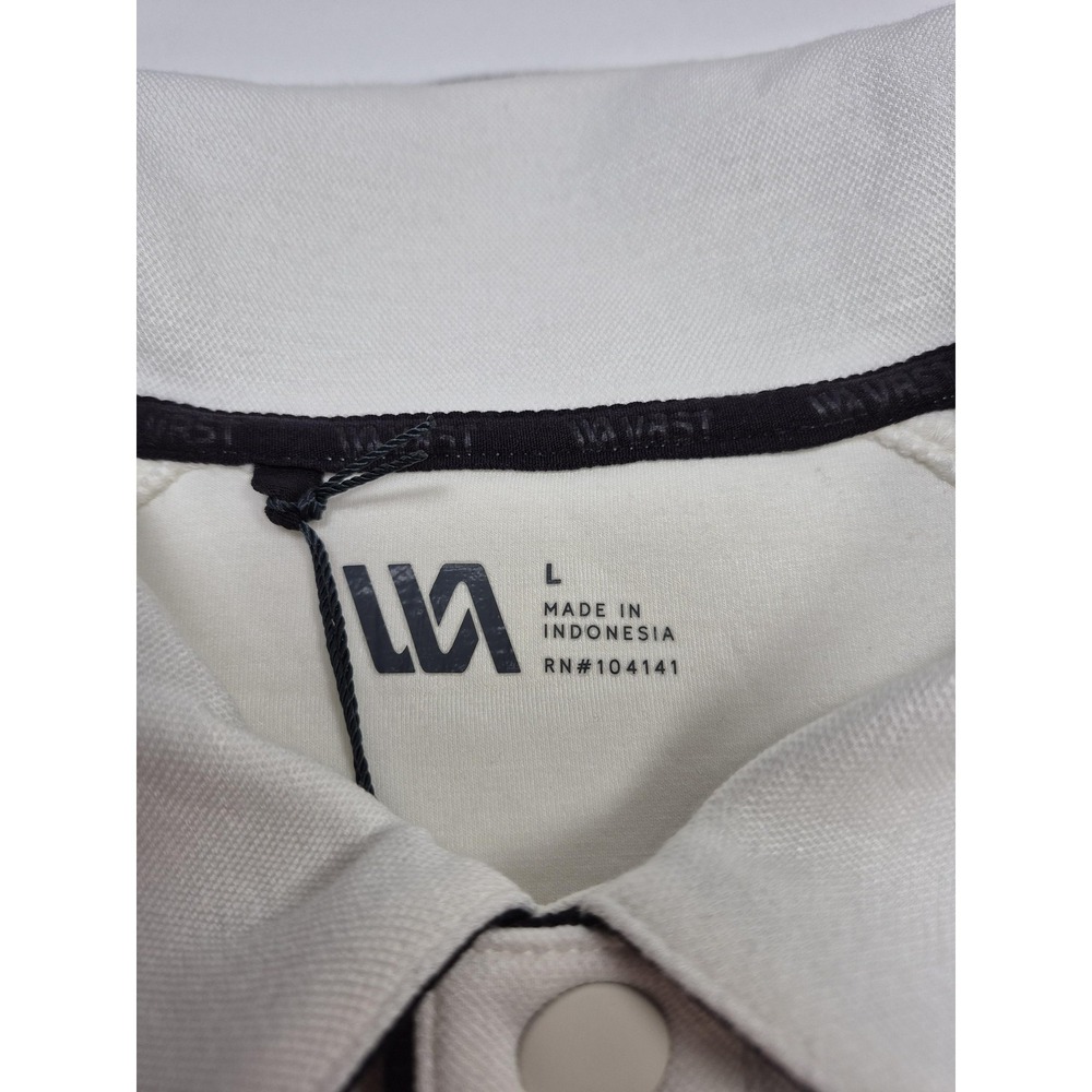 VRST Rugby Polo Shirt Mens L White Pinnacle Long Sleeve Stretch Knit Performance - Picture 3 of 13